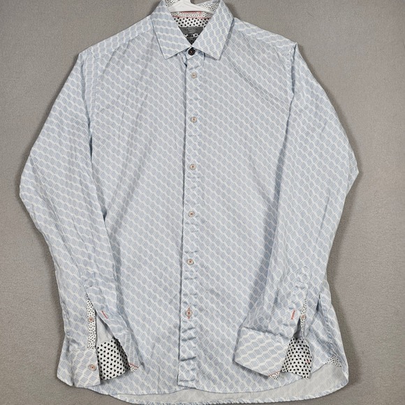 Ted Baker Other - Ted Baker London Mens Geometric Print Button Down Shirt Blue White Size 3